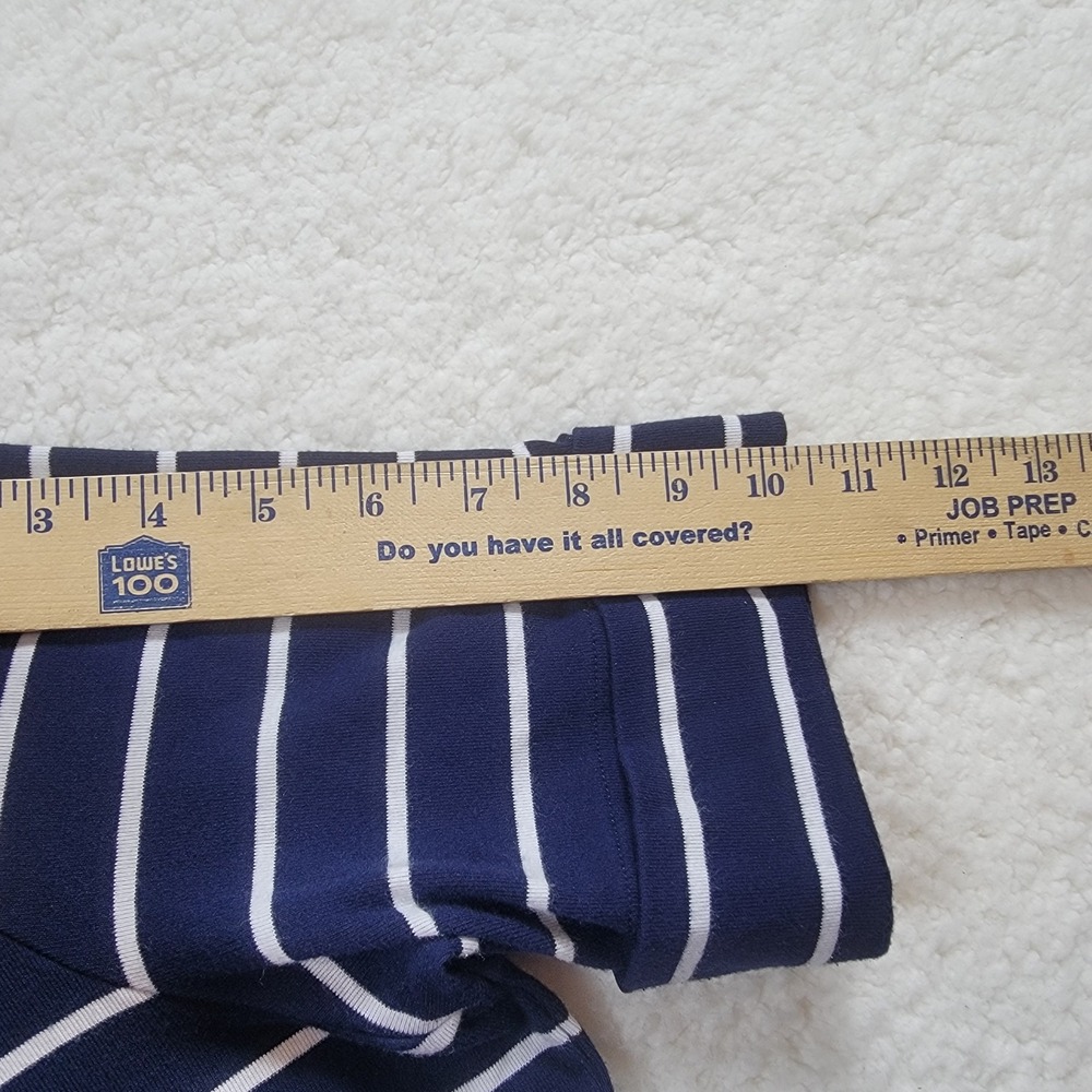 Lauren Ralph Lauren Top Women 1X Navy Blue White Striped Boat Neck Short Sleeve - Picture 4 of 8